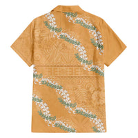 Aloha Pakalana and Puakenikeni Lei Family Matching Long Sleeve Bodycon Dress and Hawaiian Shirt Gold Hawaiian Pattern LT9 - Polynesian Pride