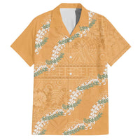 Aloha Pakalana and Puakenikeni Lei Family Matching Off The Shoulder Long Sleeve Dress and Hawaiian Shirt Gold Hawaiian Pattern LT9 Dad's Shirt - Short Sleeve Gold - Polynesian Pride
