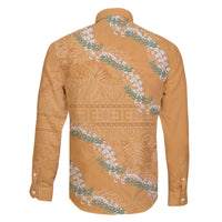 Aloha Pakalana and Puakenikeni Lei Family Matching Off The Shoulder Long Sleeve Dress and Hawaiian Shirt Gold Hawaiian Pattern LT9 - Polynesian Pride