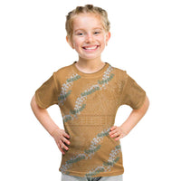 Aloha Pakalana and Puakenikeni Lei Kid T Shirt Gold Hawaiian Pattern LT9 Gold - Polynesian Pride