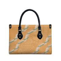 Aloha Pakalana and Puakenikeni Lei Leather Bag Gold Hawaiian Pattern - Polynesian Pride