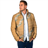 Aloha Pakalana and Puakenikeni Lei Padded Jacket Gold Hawaiian Pattern - Polynesian Pride