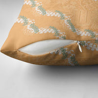Aloha Pakalana and Puakenikeni Lei Pillow Cover Gold Hawaiian Pattern - Polynesian Pride