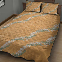 Aloha Pakalana and Puakenikeni Lei Quilt Bed Set Gold Hawaiian Pattern
