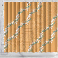 Aloha Pakalana and Puakenikeni Lei Shower Curtain Gold Hawaiian Pattern
