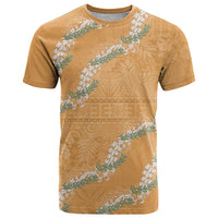 Aloha Pakalana and Puakenikeni Lei T Shirt Gold Hawaiian Pattern