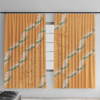 Aloha Pakalana and Puakenikeni Lei Window Curtain Gold Hawaiian Pattern