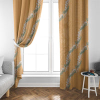 Aloha Pakalana and Puakenikeni Lei Window Curtain Gold Hawaiian Pattern