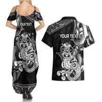 Personalised New Zealand Potae Pango Cricket Couples Matching Summer Maxi Dress and Hawaiian Shirt Special Maori Hei Tiki Tribal Tattoo