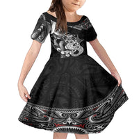 Personalised New Zealand Potae Pango Cricket Family Matching Long Sleeve Bodycon Dress and Hawaiian Shirt Special Maori Hei Tiki Tribal Tattoo