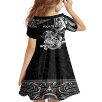 Personalised New Zealand Potae Pango Cricket Family Matching Off Shoulder Short Dress and Hawaiian Shirt Special Maori Hei Tiki Tribal Tattoo LT9 - Polynesian Pride