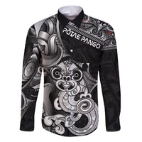Personalised New Zealand Potae Pango Cricket Family Matching Short Sleeve Bodycon Dress and Hawaiian Shirt Special Maori Hei Tiki Tribal Tattoo LT9 Dad's Shirt - Long Sleeve Black - Polynesian Pride