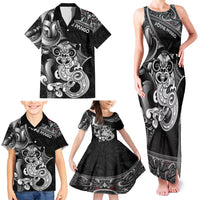 Personalised New Zealand Potae Pango Cricket Family Matching Tank Maxi Dress and Hawaiian Shirt Special Maori Hei Tiki Tribal Tattoo