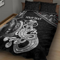 Personalised New Zealand Potae Pango Cricket Quilt Bed Set Special Maori Hei Tiki Tribal Tattoo