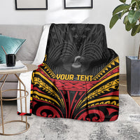 Custom Papua New Guinea Cricket Blanket PNG Emblem Mix Polyneisan Pattern