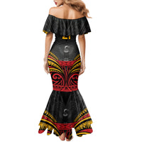 Custom Papua New Guinea Cricket Family Matching Mermaid Dress and Hawaiian Shirt PNG Emblem Mix Polyneisan Pattern