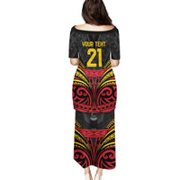 Custom Papua New Guinea Cricket Family Matching Puletasi and Hawaiian Shirt PNG Emblem Mix Polyneisan Pattern