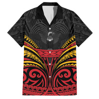 Custom Papua New Guinea Cricket Family Matching Summer Maxi Dress and Hawaiian Shirt PNG Emblem Mix Polyneisan Pattern LT9 Dad's Shirt - Short Sleeve Black - Polynesian Pride