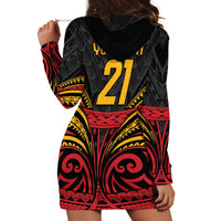 Custom Papua New Guinea Cricket Hoodie Dress PNG Emblem Mix Polyneisan Pattern LT9 - Polynesian Pride