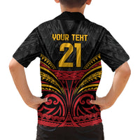 Custom Papua New Guinea Cricket Kid Hawaiian Shirt PNG Emblem Mix Polyneisan Pattern LT9 - Polynesian Pride