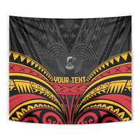 Custom Papua New Guinea Cricket Tapestry PNG Emblem Mix Polyneisan Pattern LT9 - Polynesian Pride
