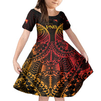 Custom Papua New Guinea Cricket Kid Short Sleeve Dress Go Barramundis LT9 KID Black - Polynesian Pride