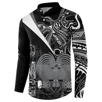 Custom Papua New Guinea Cricket Button Sweatshirt Tribal Bird of Paradise Tattoo LT9 - Polynesian Pride