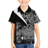 Custom Papua New Guinea Cricket Family Matching Off The Shoulder Long Sleeve Dress and Hawaiian Shirt Tribal Bird of Paradise Tattoo LT9 Son's Shirt Black - Polynesian Pride