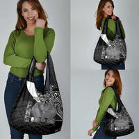 Custom Papua New Guinea Cricket Grocery Bag Tribal Bird of Paradise Tattoo