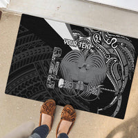 Custom Papua New Guinea Cricket Rubber Doormat Tribal Bird of Paradise Tattoo