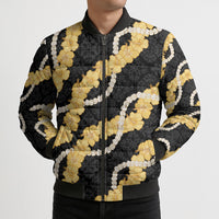 Aloha Melemele Hibiscus Pikake Lei Bomber Puffer Jacket Hawaiian Quilt Pattern