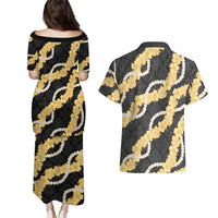 Aloha Melemele Hibiscus Pikake Lei Couples Matching Puletasi and Hawaiian Shirt Hawaiian Quilt Pattern LT9 - Polynesian Pride