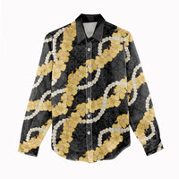Aloha Melemele Hibiscus Pikake Lei Women Casual Shirt Hawaiian Quilt Pattern