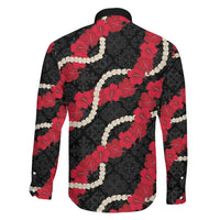 Aloha Ula'ula Hibiscus Pikake Lei Family Matching Off Shoulder Short Dress and Hawaiian Shirt Hawaiian Quilt Pattern LT9 - Polynesian Pride