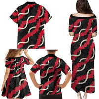 Aloha Ula'ula Hibiscus Pikake Lei Family Matching Puletasi and Hawaiian Shirt Hawaiian Quilt Pattern