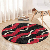 Aloha Ula'ula Hibiscus Pikake Lei Round Carpet Hawaiian Quilt Pattern