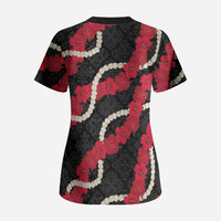 Aloha Ula'ula Hibiscus Pikake Lei Scrub Top Hawaiian Quilt Pattern