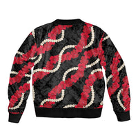 Aloha Ula'ula Hibiscus Pikake Lei Sleeve Zip Bomber Jacket Hawaiian Quilt Pattern