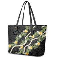 Puakenikeni Anthurium Pikake Lei Leather Tote Bag Hawaiian Quilt Pattern