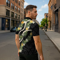 Puakenikeni Anthurium Pikake Lei Zipper Polo Shirt Hawaiian Quilt Pattern