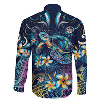 Plumeria Turtles Traditional Tribal Family Matching Off Shoulder Maxi Dress and Hawaiian Shirt