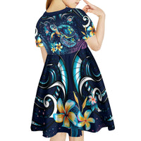 Plumeria Turtles Traditional Tribal Kid Short Sleeve Dress