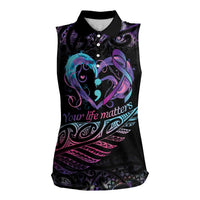 Personalised Your Life Matters Women Sleeveless Polo Shirt Suicide Prevention Awareness Semicolon Heart