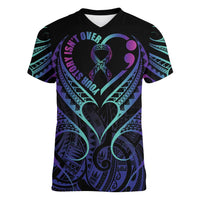 Personalised Your Story Isn't Over Women V-Neck T-Shirt Suicide Prevention Awareness Semicolon Heart