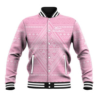 Custom New Zealand Basketball Indigenous Baseball Jacket LT9 Unisex Pink - Polynesian Pride