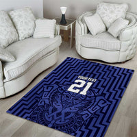 Custom Basketball New Zealand Area Rug Blue Maori Ta Moko Indigenous - Polynesian Pride