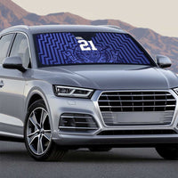 Custom Basketball New Zealand Auto Sun Shade Blue Maori Ta Moko Indigenous - Polynesian Pride