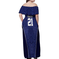 Custom Basketball New Zealand Family Matching Off Shoulder Maxi Dress and Hawaiian Shirt Blue Maori Ta Moko Indigenous - Polynesian Pride