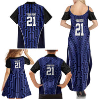 Custom Basketball New Zealand Family Matching Summer Maxi Dress and Hawaiian Shirt Blue Maori Ta Moko Indigenous - Polynesian Pride