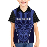 Custom Basketball New Zealand Kid Hawaiian Shirt Blue Maori Ta Moko Indigenous LT9 Kid Blue - Polynesian Pride